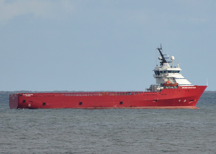 Photograph of the vessel  Skandi Marstein pictured at anchor off Aberdeen on 15th April 2012