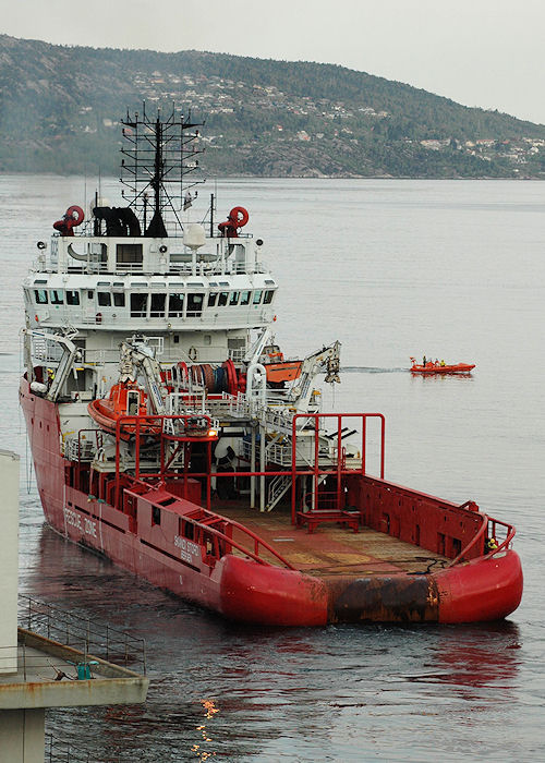 Photograph of the vessel  Skandi Stord pictured departing Bergen on 5th May 2008