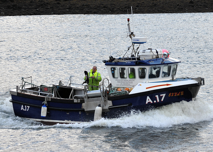 Photograph of the vessel fv Skua II pictured arriving at Aberdeen on 13th September 2012