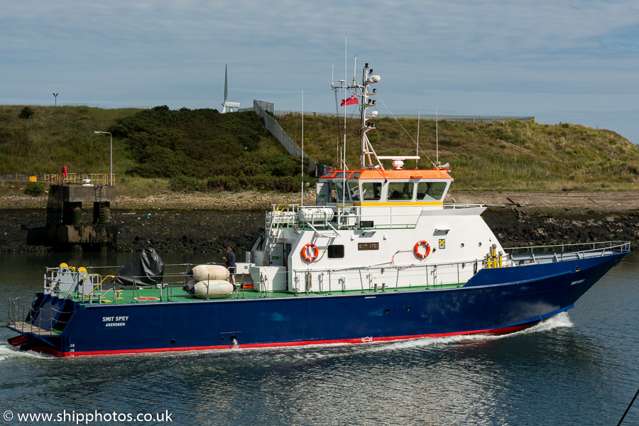 Photograph of the vessel ts Smit Spey pictured departing Blyth on 19th August 2015