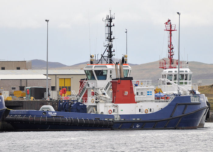 Photograph of the vessel  Solan pictured at Sella Ness on 11th May 2013