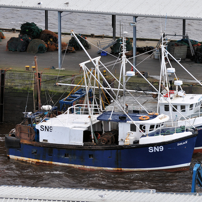 Photograph of the vessel fv Solan pictured at the Fish Quay, North Shields on 31st December 2012