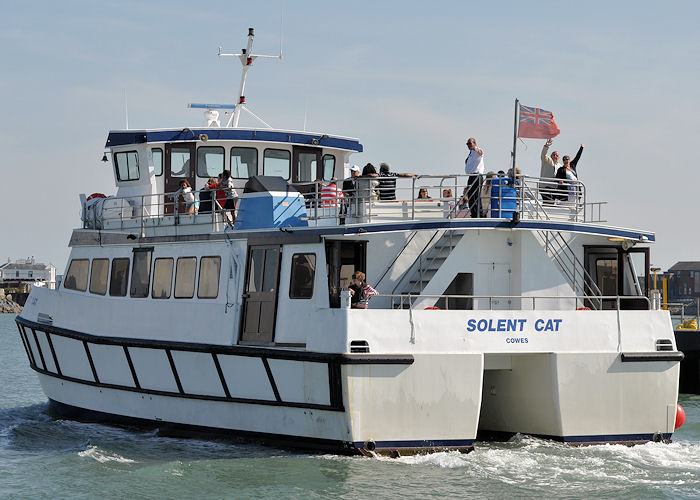 Photograph of the vessel  Solent Cat pictured in Portsmouth Harbour on 8th June 2013