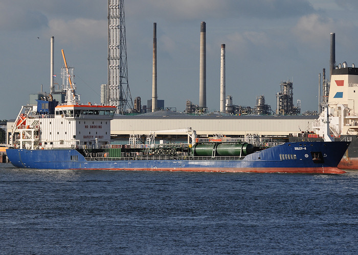 Photograph of the vessel  Soley-4 pictured departing 1e Petroleumhaven, Rotterdam on 25th June 2012