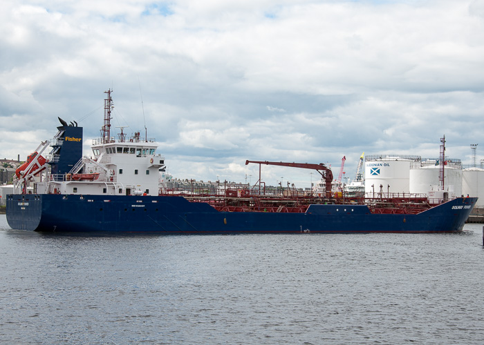 Photograph of the vessel  Solway Fisher pictured arriving at Aberdeen on 11th June 2014