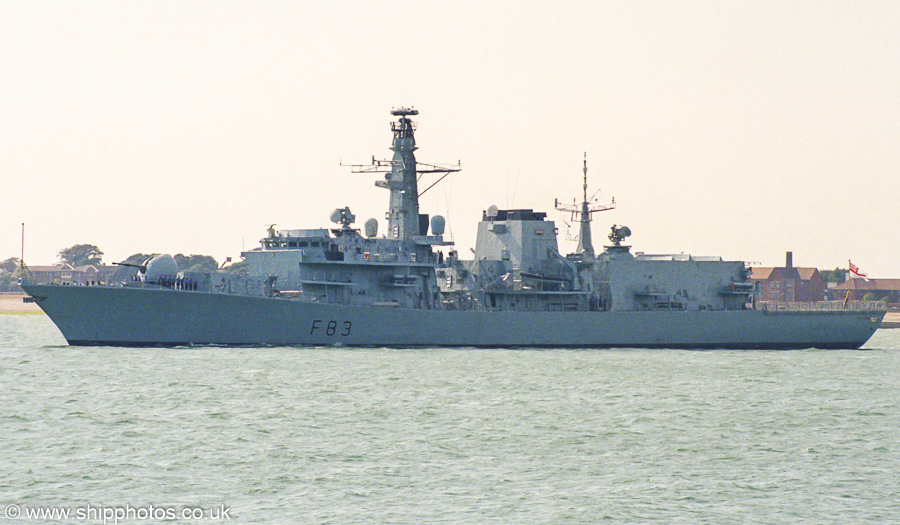 Photograph of the vessel HMS St. Albans pictured departing Portsmouth Harbour on 2nd September 2002