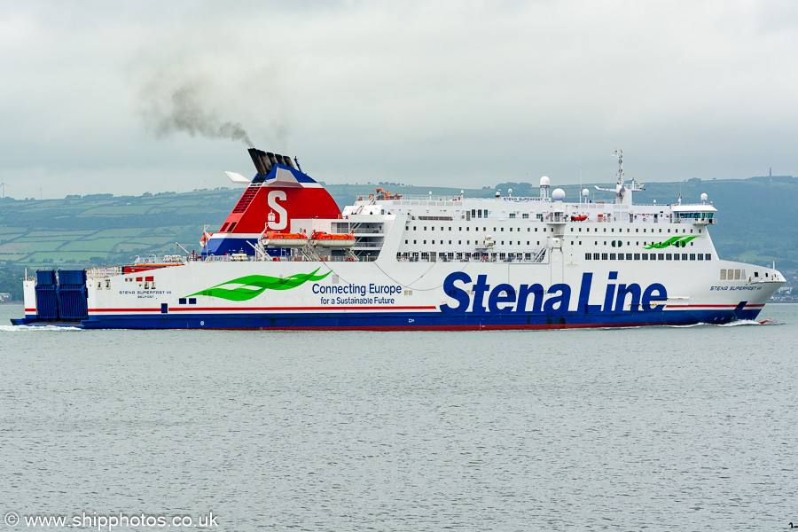 Photograph of the vessel  Stena Superfast VII pictured departing Belfast on 27th June 2023