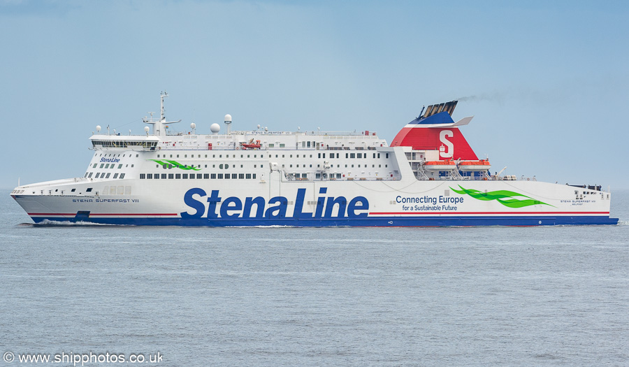 Photograph of the vessel  Stena Superfast VIII pictured approaching Cairnryan on 26th June 2023