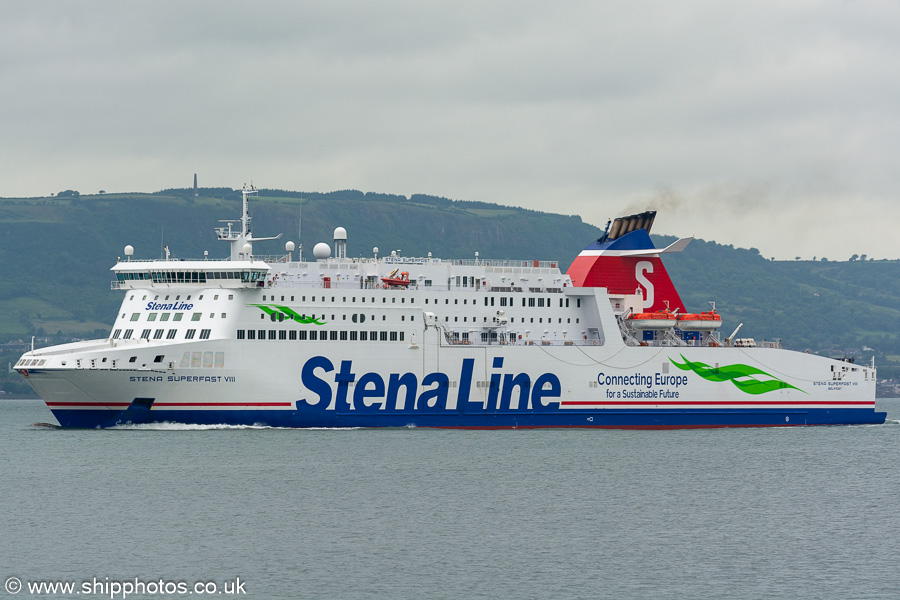 Photograph of the vessel  Stena Superfast VIII pictured approaching Belfast on 27th June 2023
