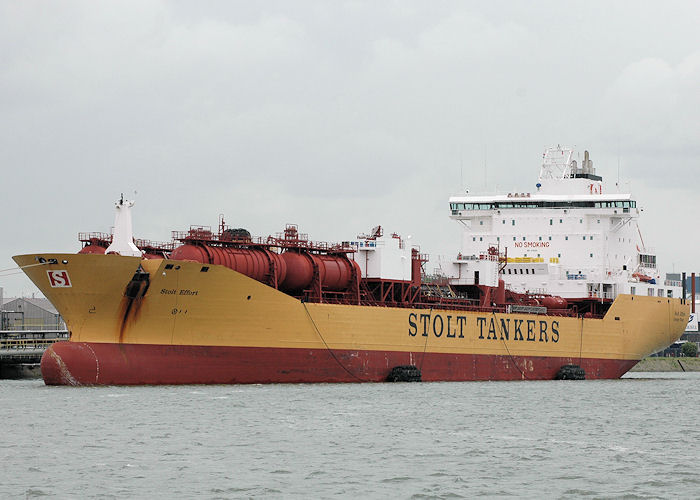 Photograph of the vessel  Stolt Effort pictured in the 3e Petroleumhaven, Rotterdam-Botlek on 20th June 2010