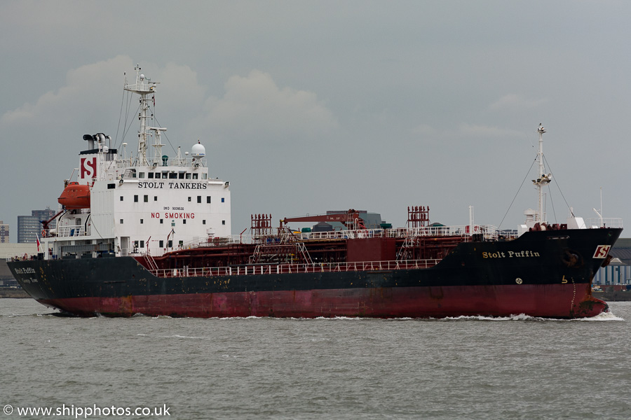 Photograph of the vessel  Stolt Puffin pictured passing Seacombe on 31st August 2015