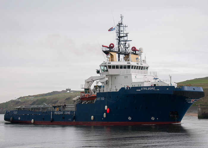 Photograph of the vessel  Strilborg pictured arriving at Aberdeen on 4th May 2014