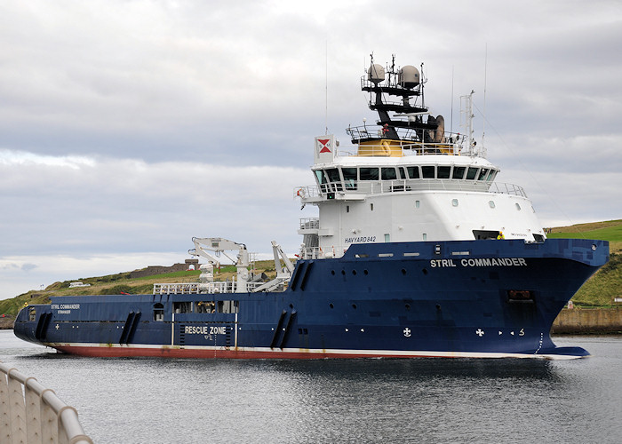 Photograph of the vessel  Stril Commander pictured arriving at Aberdeen on 16th September 2012