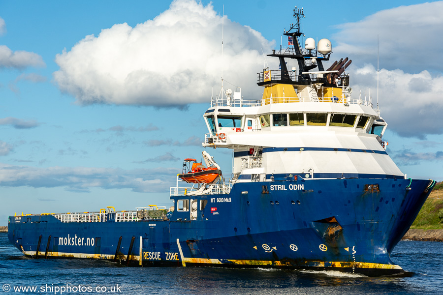 Photograph of the vessel  Stril Odin pictured arriving at Aberdeen on 8th August 2023