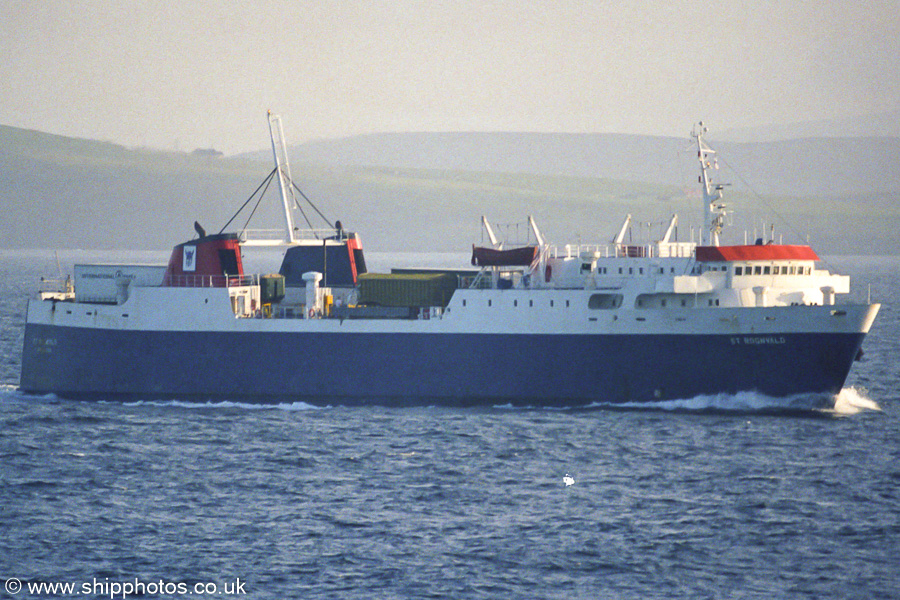 Photograph of the vessel  St. Rognvald pictured approaching Lerwick on 11th May 2003