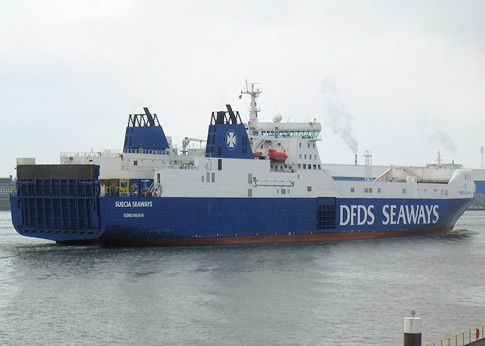 Photograph of the vessel  Suecia Seaways pictured passing Vlaardingen on 26th June 2011