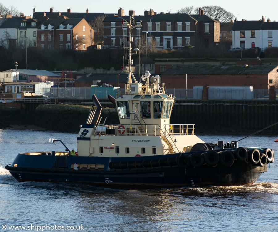 Photograph of the vessel  Svitzer Sun pictured at North Shields on 29th December 2015