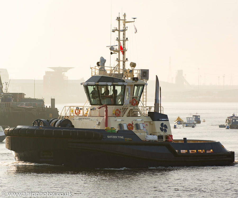 Photograph of the vessel  Svitzer Tyne pictured at North Shields on 27th December 2014