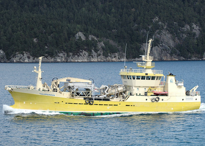 Photograph of the vessel  Tauranga pictured approaching Bergen on 12th May 2005