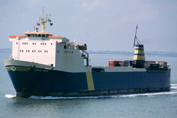 Photograph of the vessel  Thomas Wehr pictured passing Felixstowe on 30th May 2001