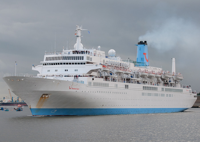 Photograph of the vessel  Thomson Spirit pictured departing North Shields on 23rd August 2014