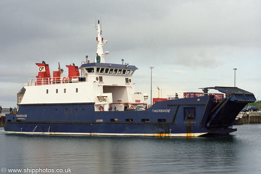 Photograph of the vessel  Thorsvoe pictured arriving at Kirkwall on 9th May 2003