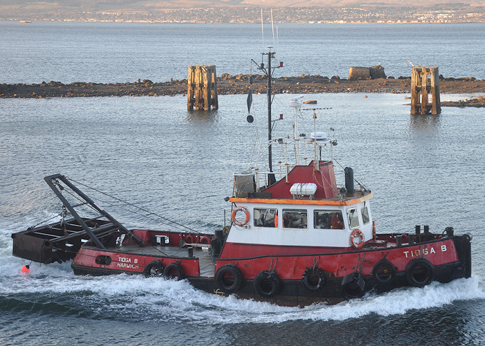 Photograph of the vessel  Tioga B pictured entering James Watt Dock, Greenock on 29th March 2013