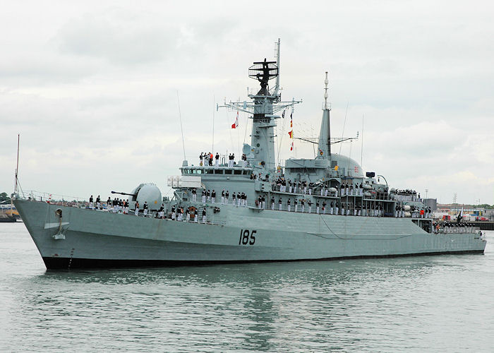 Photograph of the vessel PNS Tippu Sultan pictured at the International Festival of the Sea, Portsmouth Naval Base on 3rd July 2005