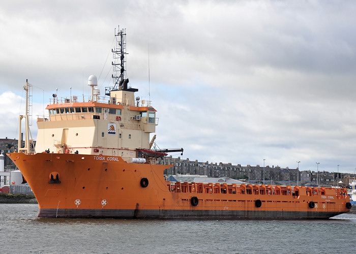 Photograph of the vessel  Toisa Coral pictured departing Aberdeen on 14th September 2012