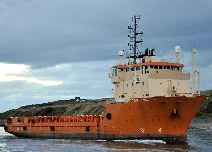 Photograph of the vessel  Toisa Coral pictured arriving at Aberdeen on 14th September 2013