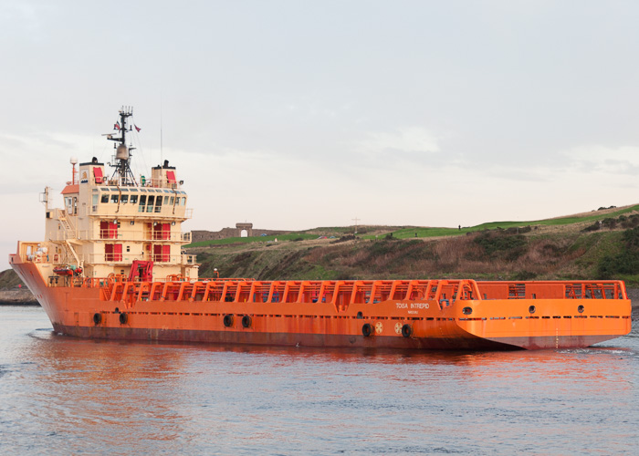 Photograph of the vessel  Toisa Intrepid pictured departing Aberdeen on 10th October 2014