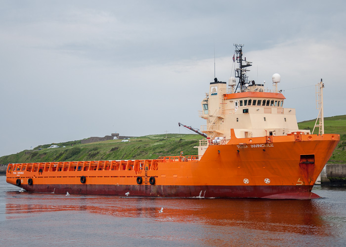 Photograph of the vessel  Toisa Invincible pictured arriving at Aberdeen on 9th June 2014