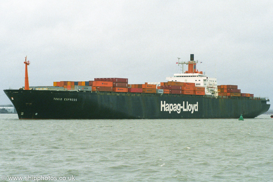 Photograph of the vessel  Tokio Express pictured departing Southampton on 23rd February 1997