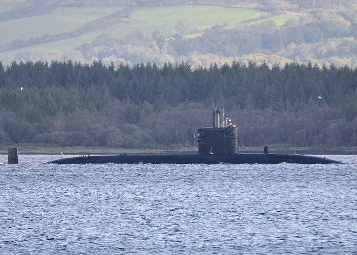 Photograph of the vessel HMS Torbay pictured on the River Clyde on 26th September 2011