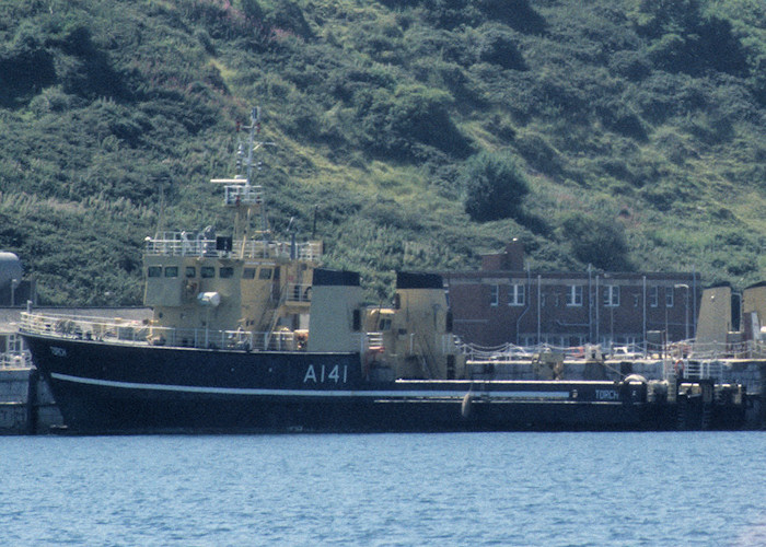 Photograph of the vessel RMAS Torch pictured at Portland Naval Base on 6th August 1988
