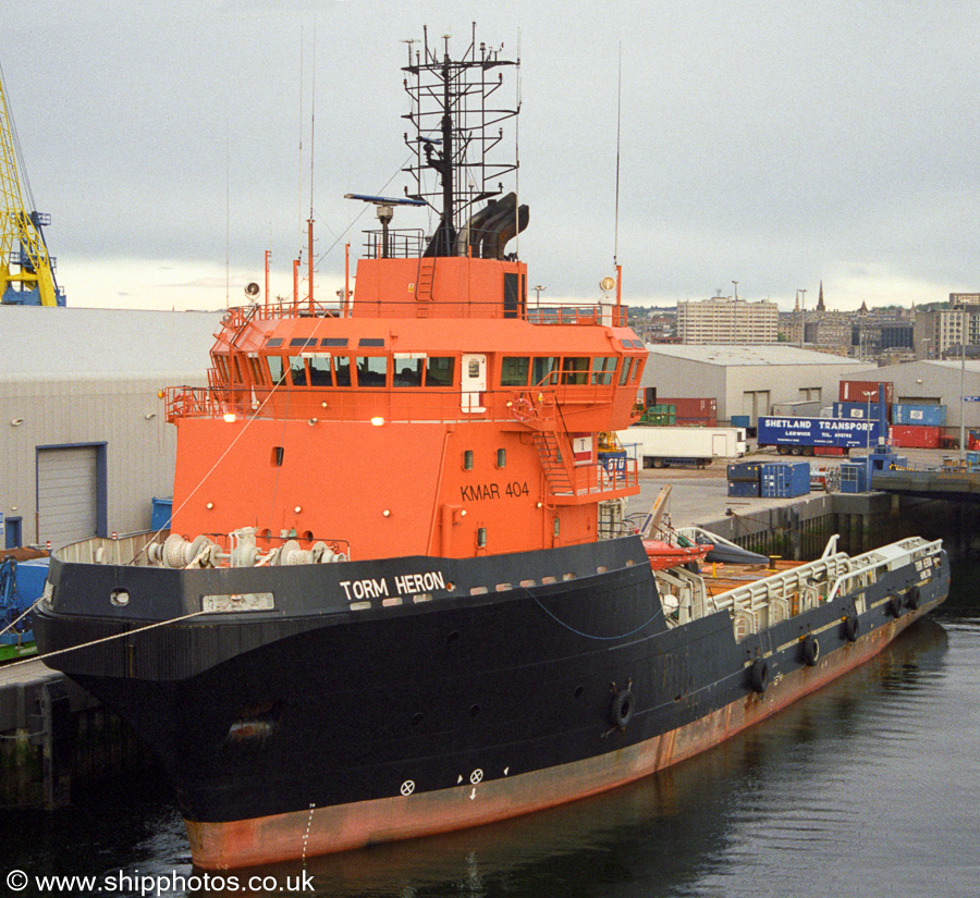 Photograph of the vessel  Torm Heron pictured at Aberdeen on 12th May 2003