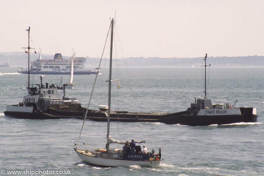 Photograph of the vessel  Tower Reach pictured approaching Portsmouth Harbour on 18th June 1989