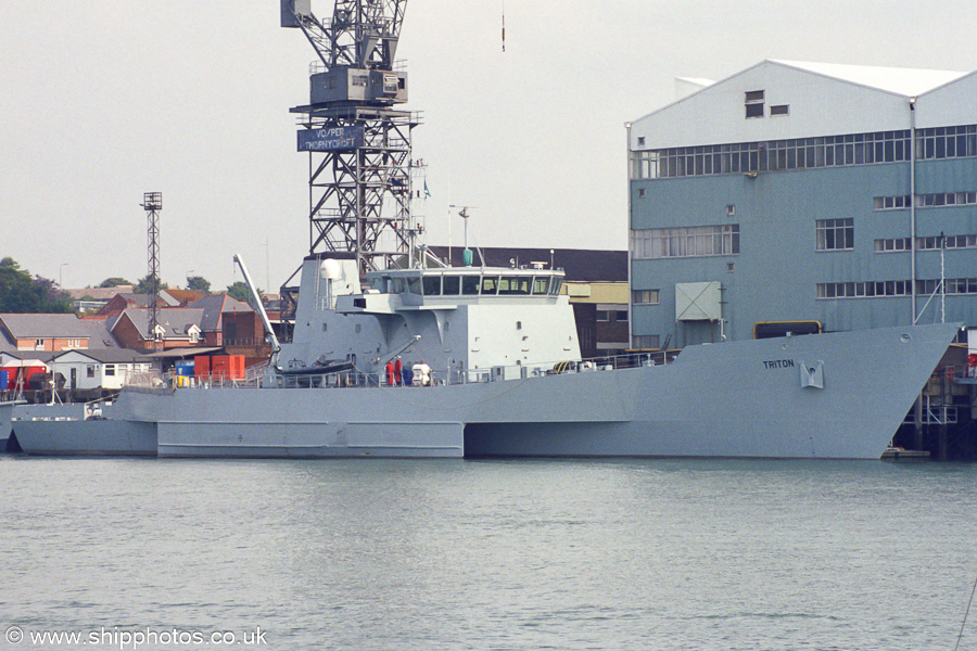 Photograph of the vessel rv Triton pictured fitting out at Woolston on 22nd September 2001