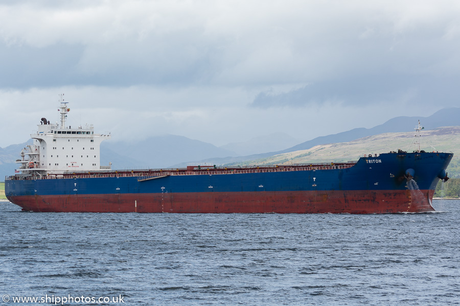 Photograph of the vessel  Triton pictured passing Greenock on 7th June 2015