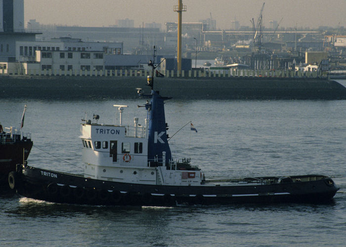 Photograph of the vessel  Triton pictured passing Vlaardingen on 15th April 1996