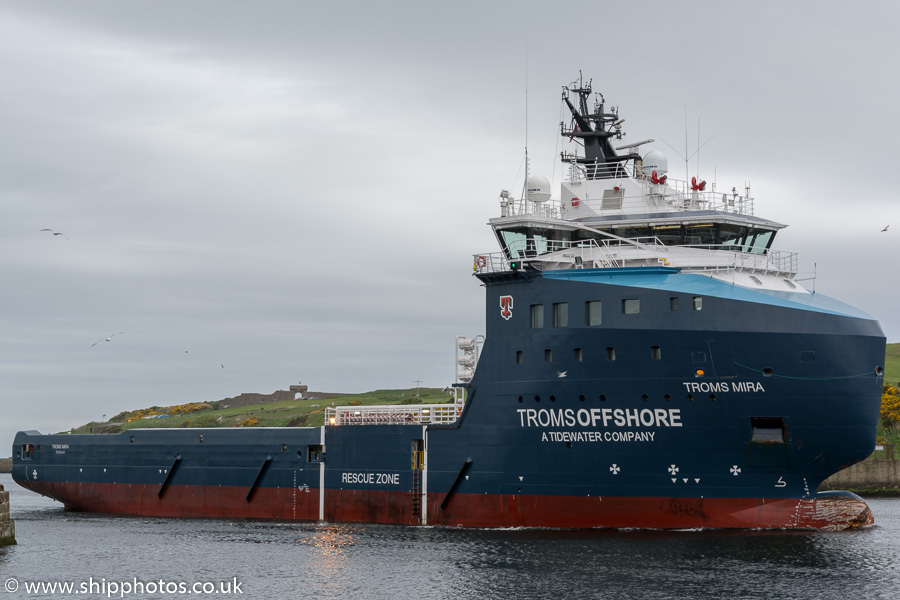 Photograph of the vessel  Troms Mira pictured arriving at Aberdeen on 23rd May 2015