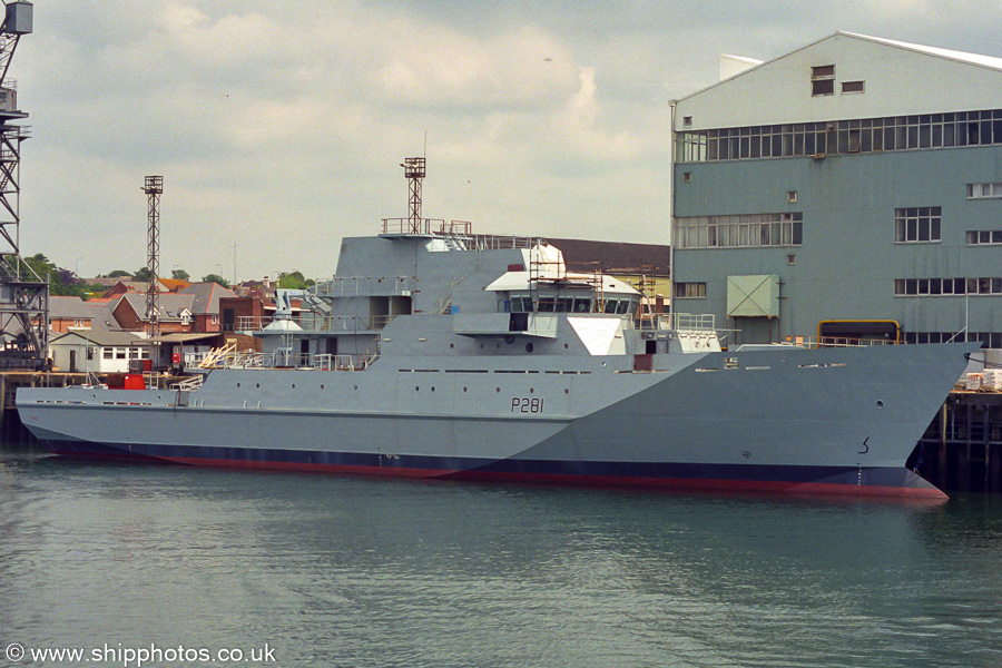 Photograph of the vessel HMS Tyne pictured fitting out at Woolston on 6th July 2002