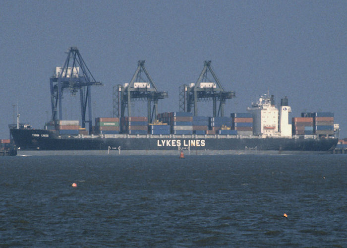 Photograph of the vessel  Tyson Lykes pictured at Felixstowe on 13th April 1996