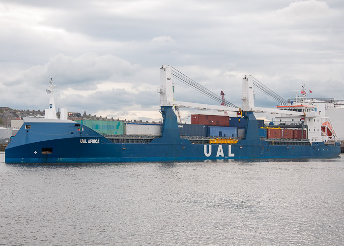Photograph of the vessel  UAL Africa pictured departing Aberdeen on 4th May 2014