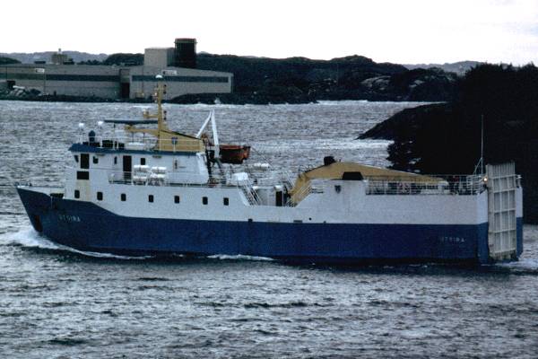 Photograph of the vessel  Utsira pictured departing Haugesund on 26th October 1998