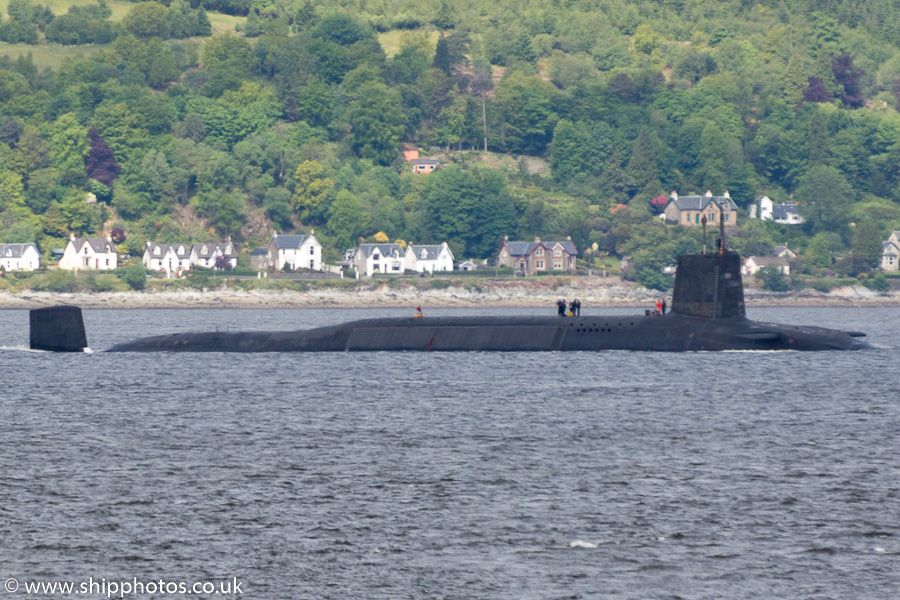 Photograph of the vessel HMS Vanguard pictured on the River Clyde on 8th June 2015