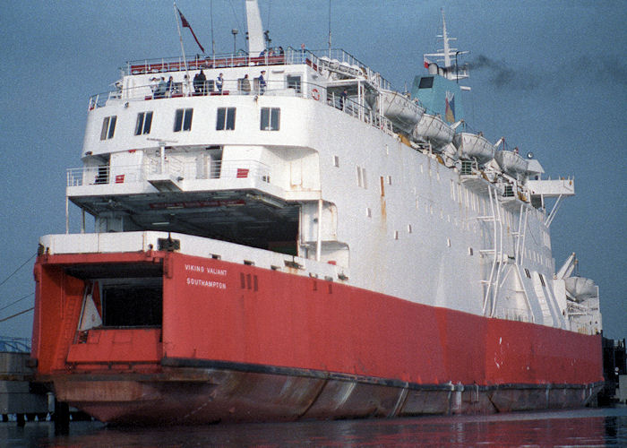 Photograph of the vessel  Viking Valiant pictured at Portsmouth Ferryport on 20th February 1988