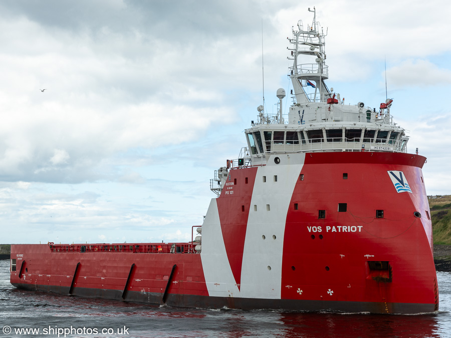Photograph of the vessel  VOS Patriot pictured arriving at Aberdeen on 8th August 2023