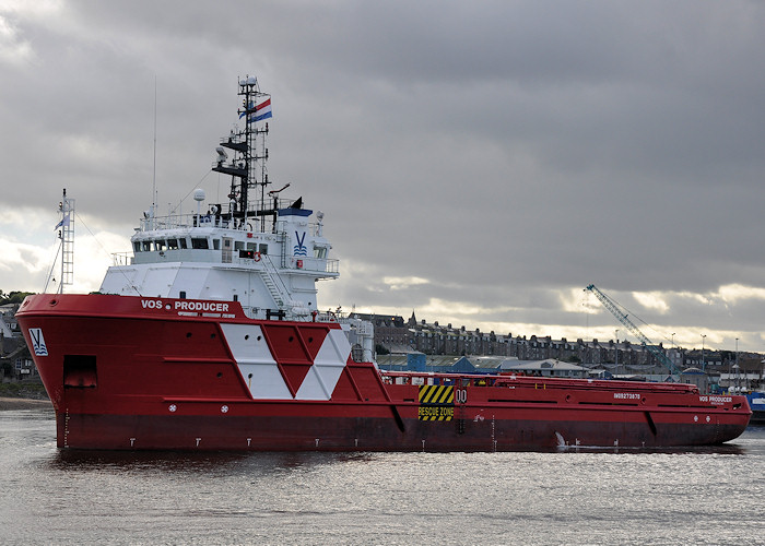 Photograph of the vessel  VOS Producer pictured departing Aberdeen on 14th September 2012