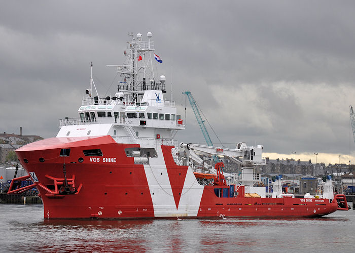 Photograph of the vessel  VOS Shine pictured departing Aberdeen on 15th May 2013